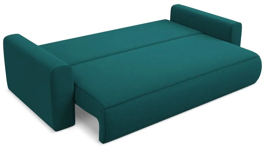 Тюркоазен кадифен разтегателен диван с място за съхранение 238 cm Kapua – Makamii