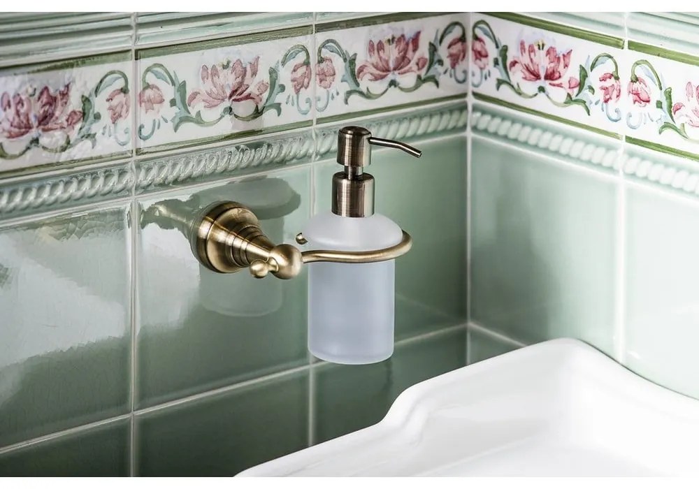 Стенна дозатора за сапун от месинг и стъкло , 200 мл Diamond - Sapho