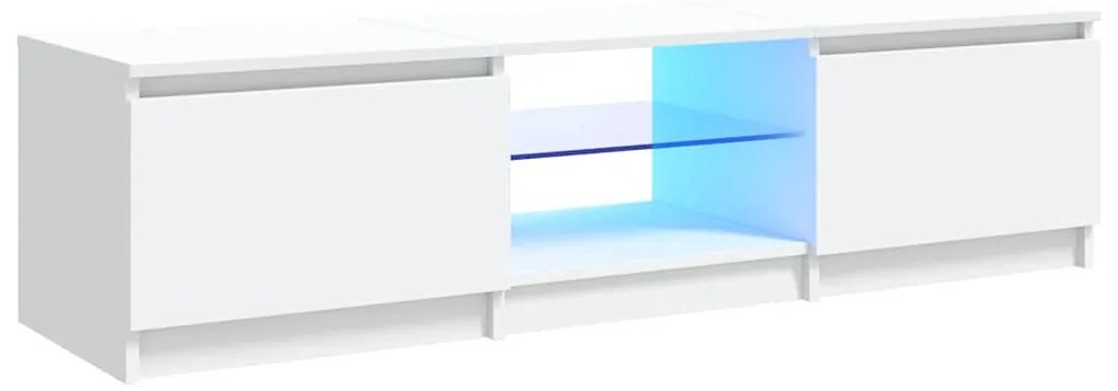 804292 vidaXL ТВ шкаф с LED осветление, бял, 140x40x35,5 см