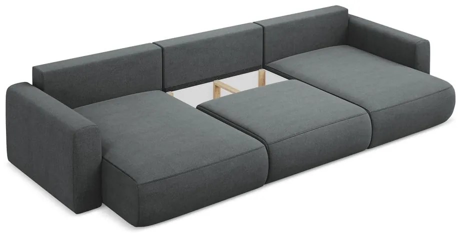 Тъмносив разтегателен ъглов диван с място за съхранение (U форма) Kapua – Makamii