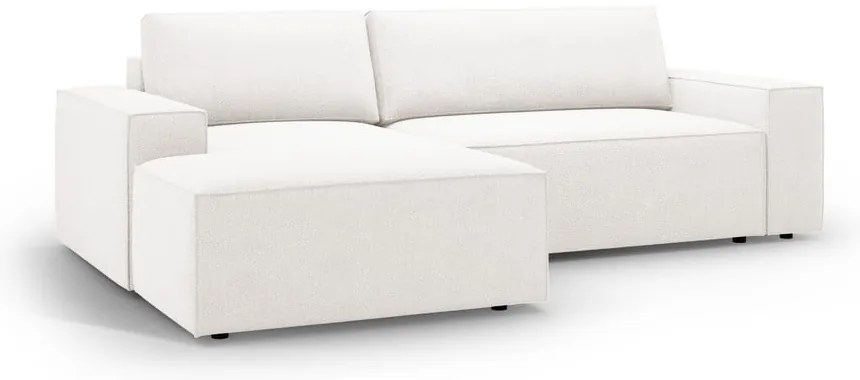 Бял разтегателен ъглов диван от букле (ляв ъгъл) Jodie – Micadoni Home