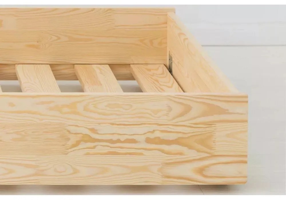 Детско разтегателно легло от масивен бор с място за съхранение с включена подматрачна рамка в естествен цвят 80x200 cm Roma – Adeko