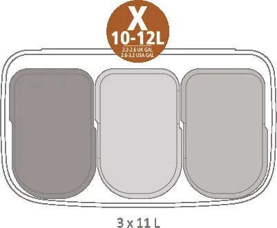 Кош за боклук Brabantia Bo Touch 651118, 3x11 л, Плавно и безшумно отваряне, Голям отвор, Тъмносив