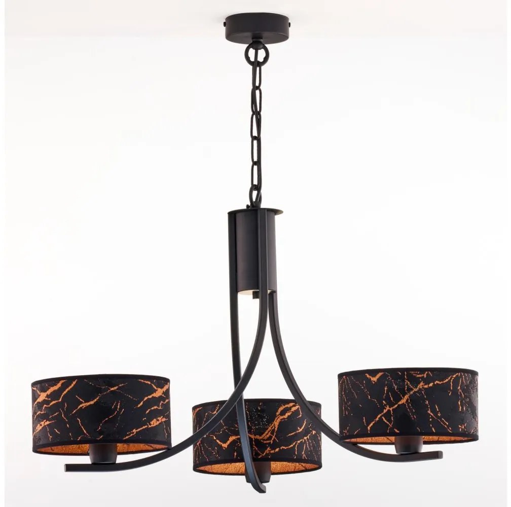 Jupiter 2106- Полилей на верига ARTHUR 3xE27/15W/230V черен/оранжев/мраморен декор