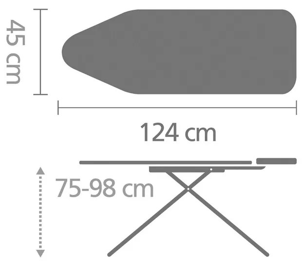 Маса за гладене Brabantia C 1003371, 124x45 см, 7 позиции за регулиране, Поставка за парогенератор, Син