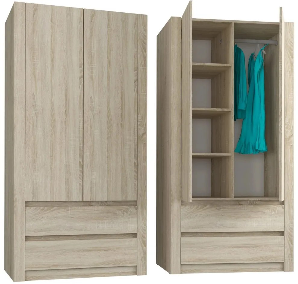 Модерен гардероб с две врати MODERN B20 180 x 90 x 55 cm - различни цветови варианти Бял