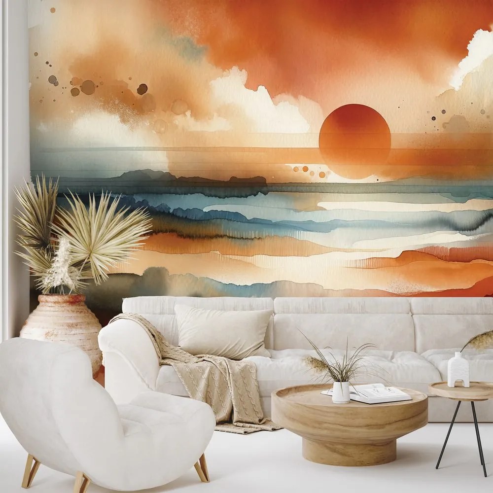 Самозалепващ тапет – Абстрактен акварелен залез