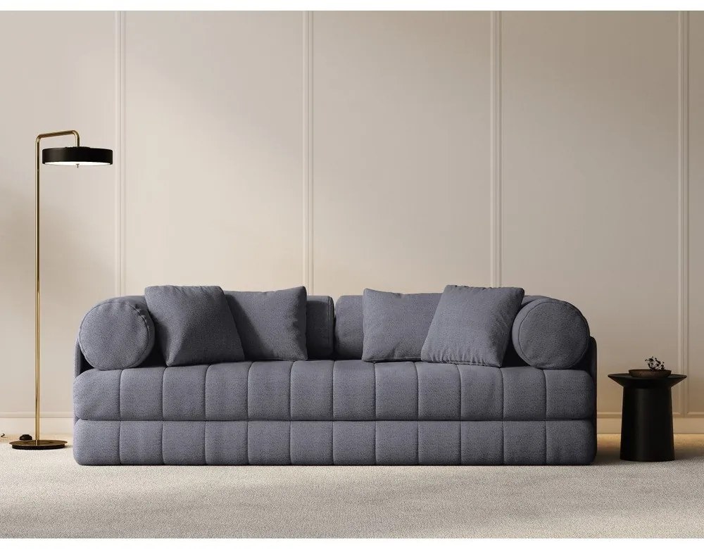 Тъмносив сгъваем диван от прежда с примки от букле 206 cm Kemi – Cosmopolitan Design