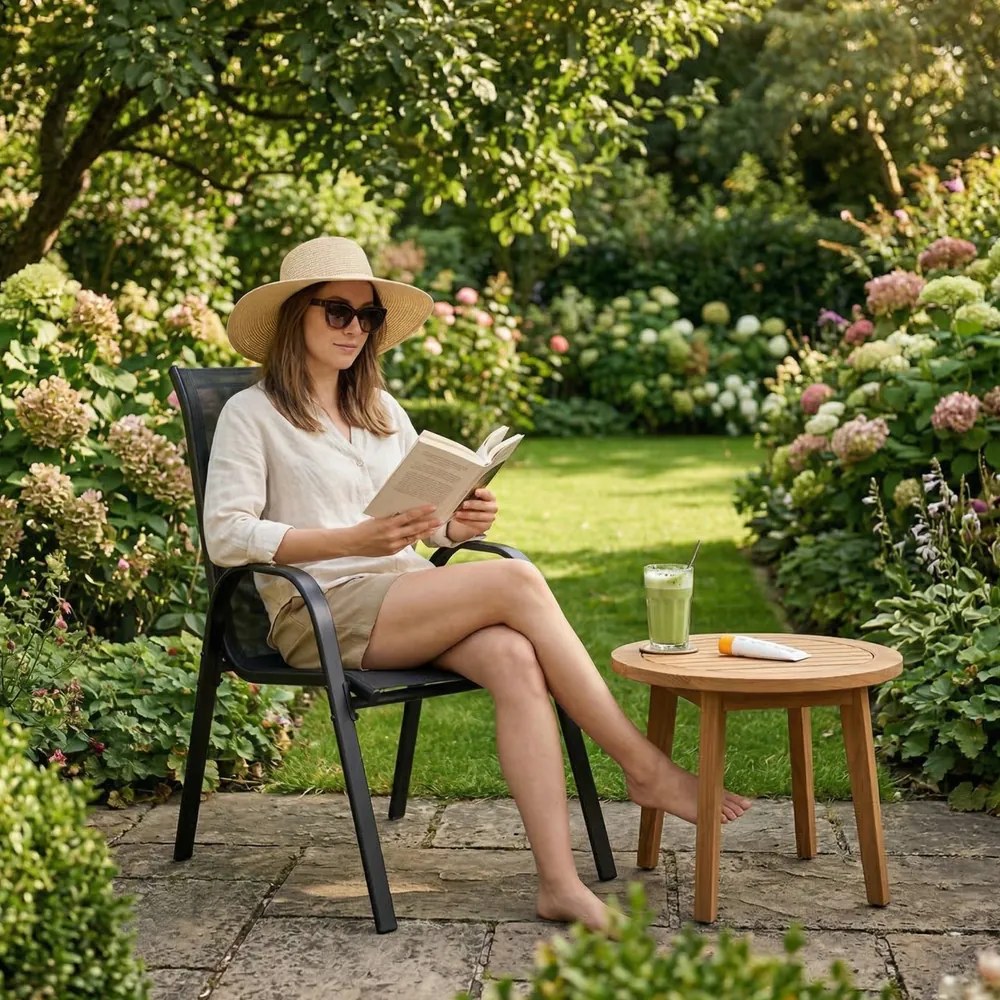 Градински столове за терасата - комплект от 4 броя Черен