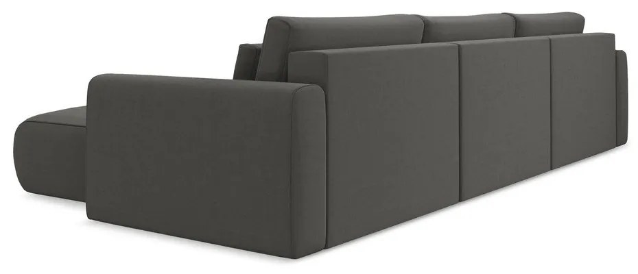 Тъмносив кадифен разтегателен ъглов диван с място за съхранение (U форма) Kapua – Makamii