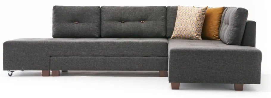 Тъмносив ъглов разтегателен диван (десен ъгъл) Manama - Balcab Home