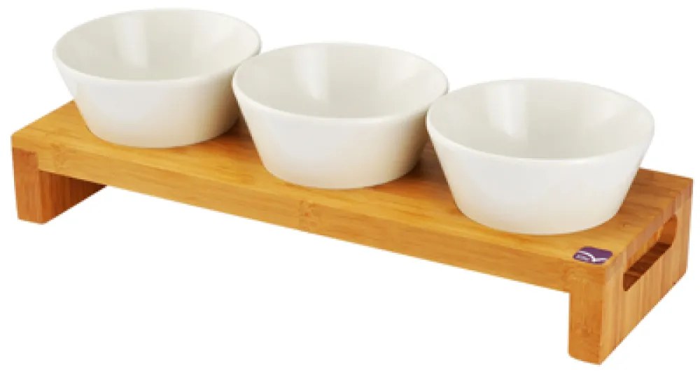 Horecano - Бамбукова дъска 29х22х3.5см с 3бр меламинови купи - комплект(7011040IV)