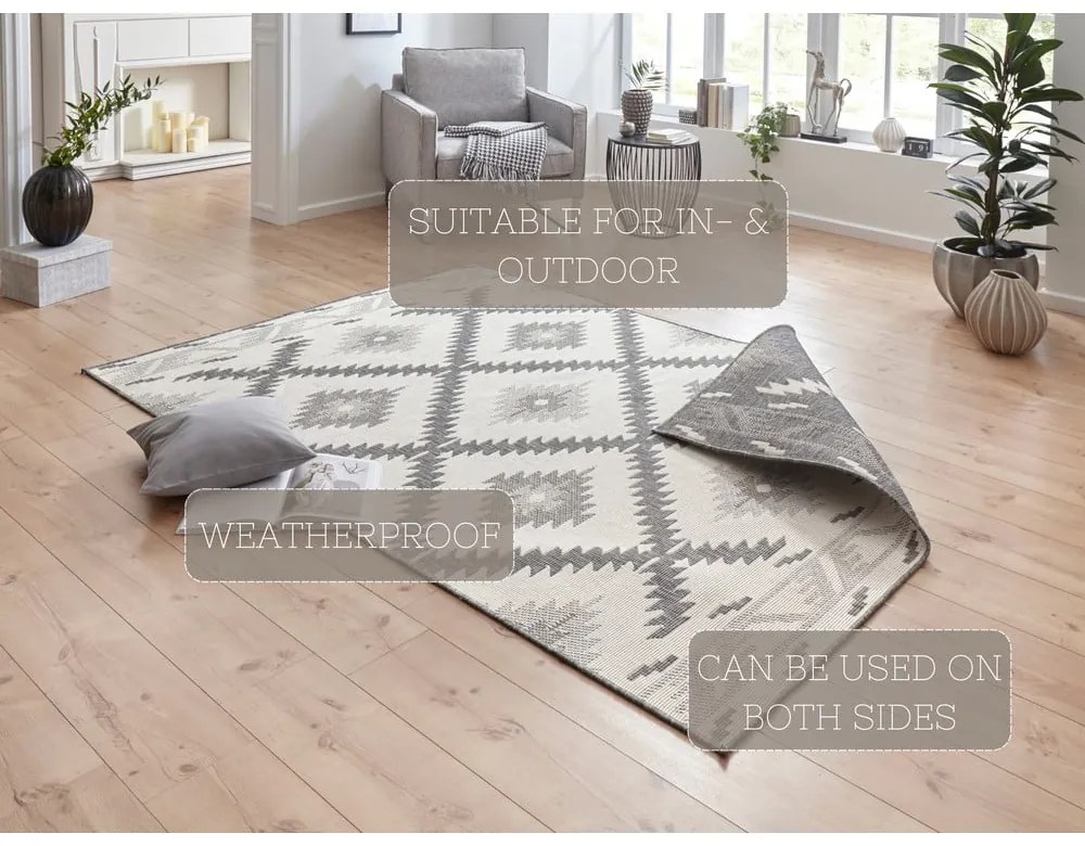 Сив и кремав килим на открито , 290 x 200 cm Malibu - NORTHRUGS