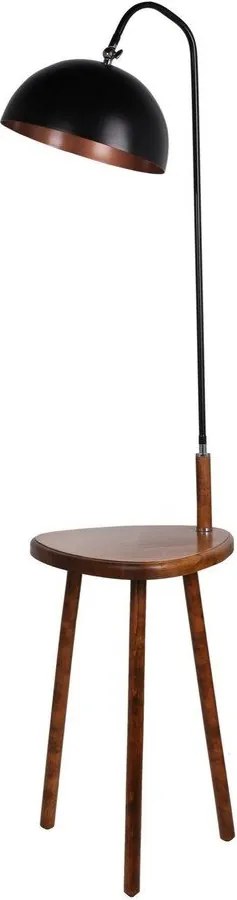 Черна/кафява подова лампа с рафт с метален абажур (височина 160 cm) Table – Opviq lights