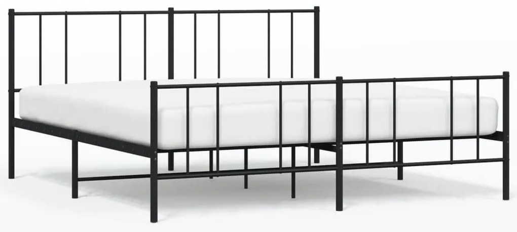 352502 vidaXL Метална рамка за легло, без матрак, с табли, черна, 180x200 см