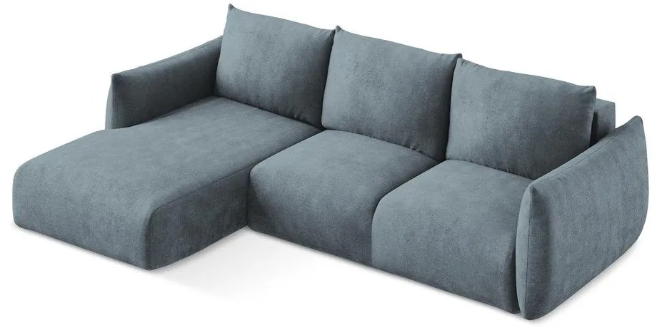 Син шенилов сгъваем ъглов диван (ляв ъгъл) Leila – Makamii