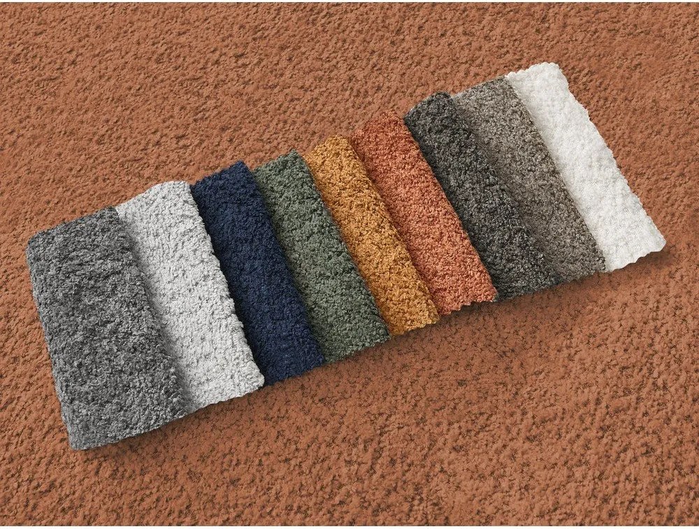 Оранжев ъглов диван от прежда с примки от букле (ляв ъгъл) Azra – Bobochic Paris