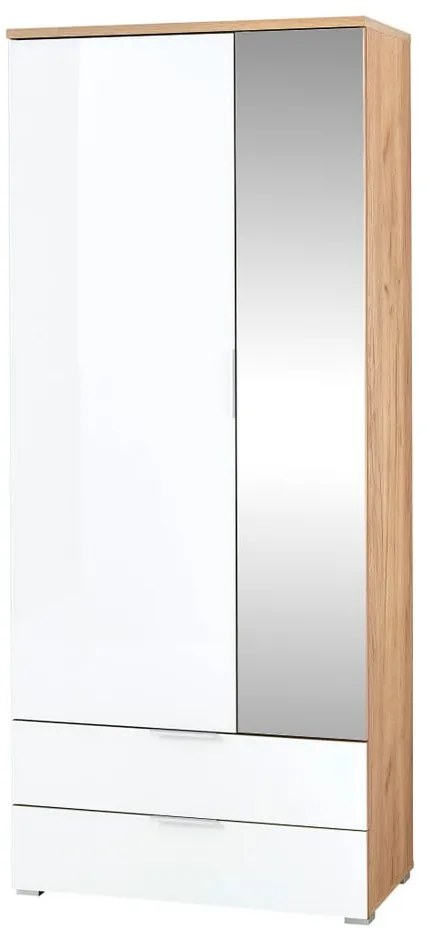 Бял гардероб от дъб с огледало 84x196 cm Telde - Germania