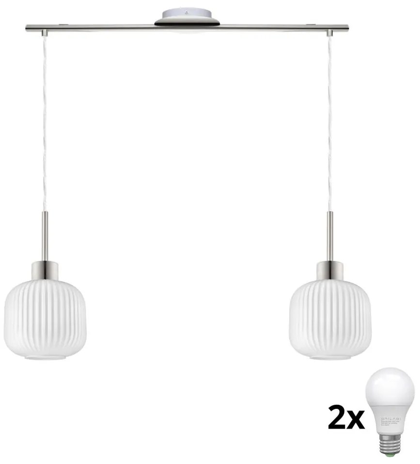 LED полилей на кабел HARMA 2xE27/60W/230V матиран хром/бял