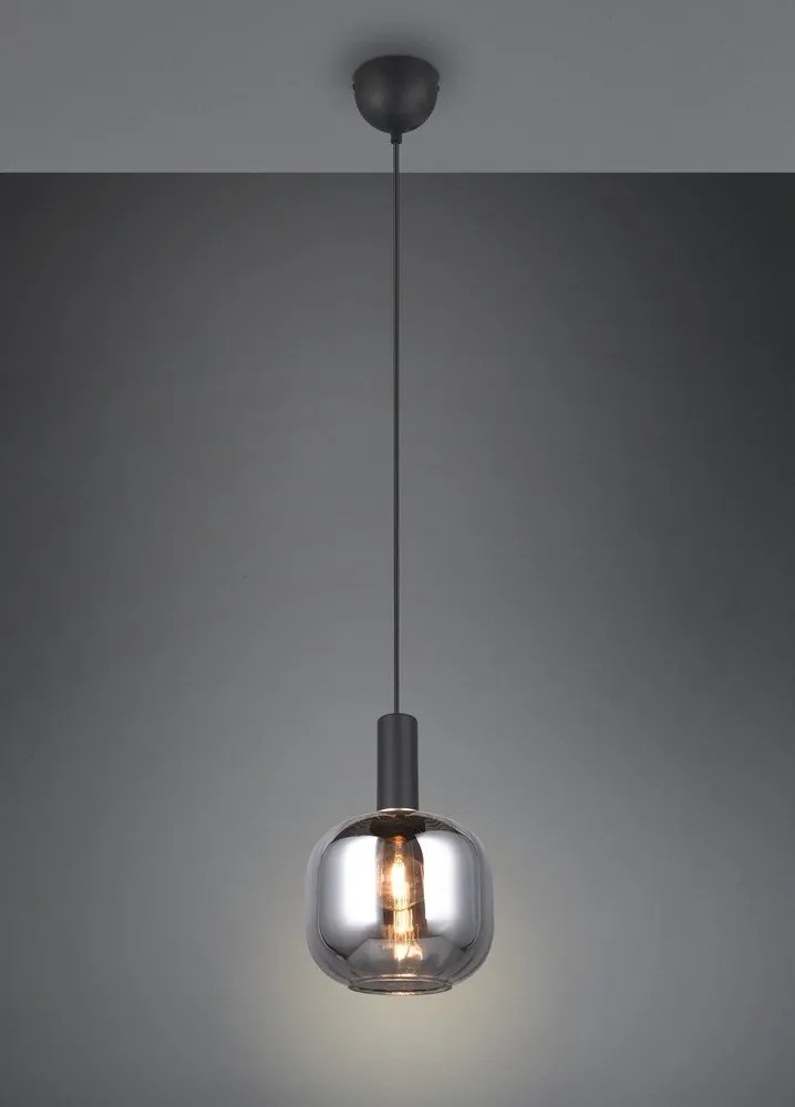 Черно висящо осветително тяло със стъклен абажур ø 20 cm Diva – Trio