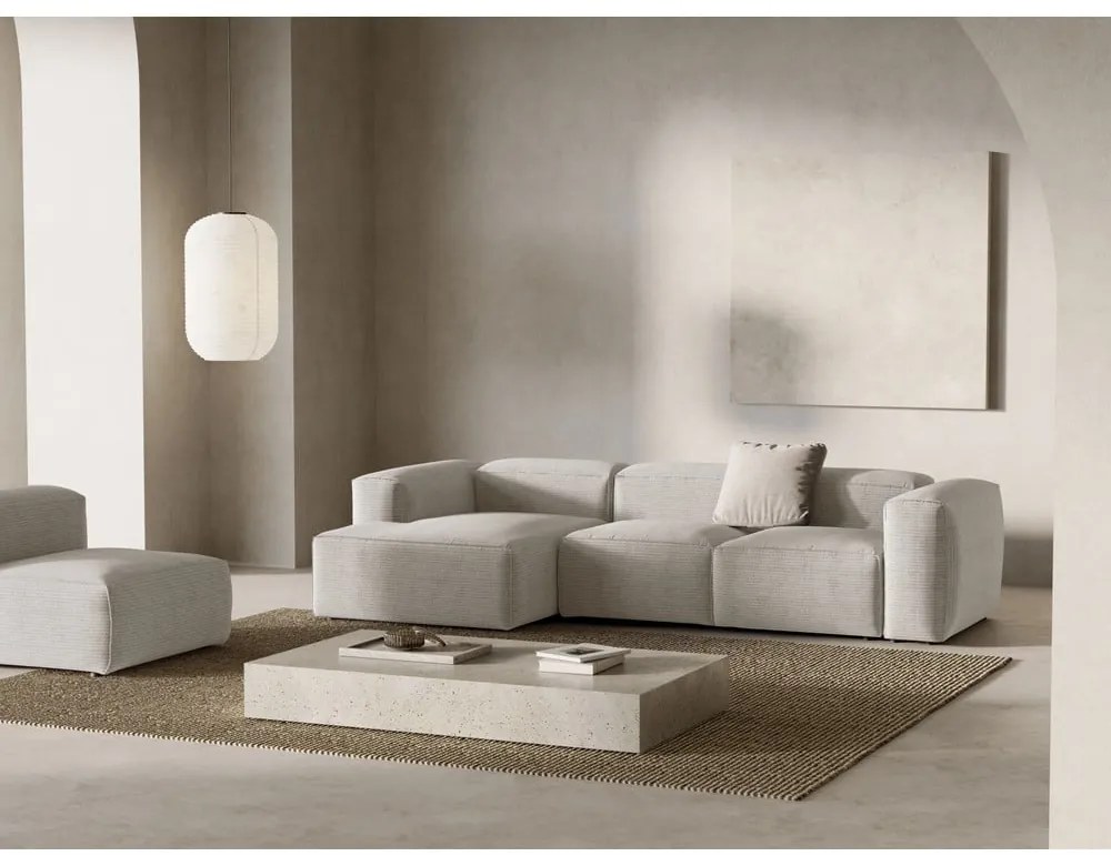 Бежов ъглов диван от рипсено кадифе (ляв ъгъл) Bergamo – Cosmopolitan Design