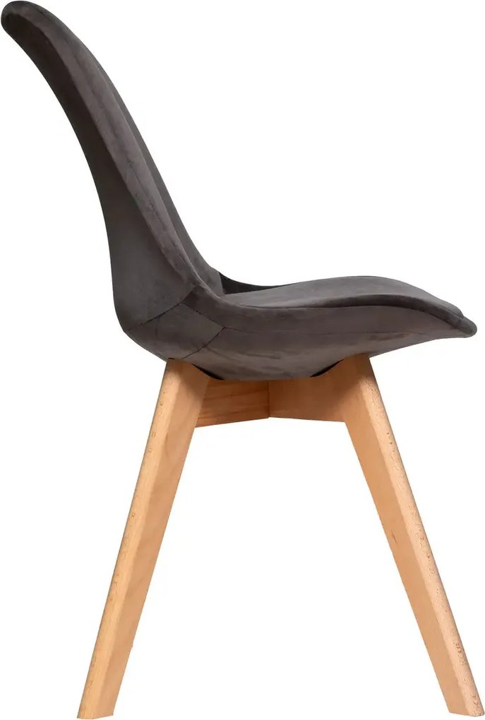 Трапезен стол atmosphera Baya, Велур - Сив