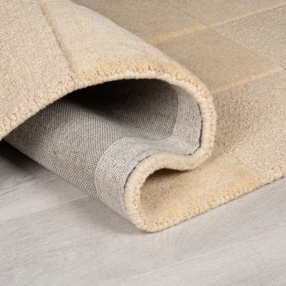 Бежов вълнен килим 290x200 cm Checkerboard - Flair Rugs