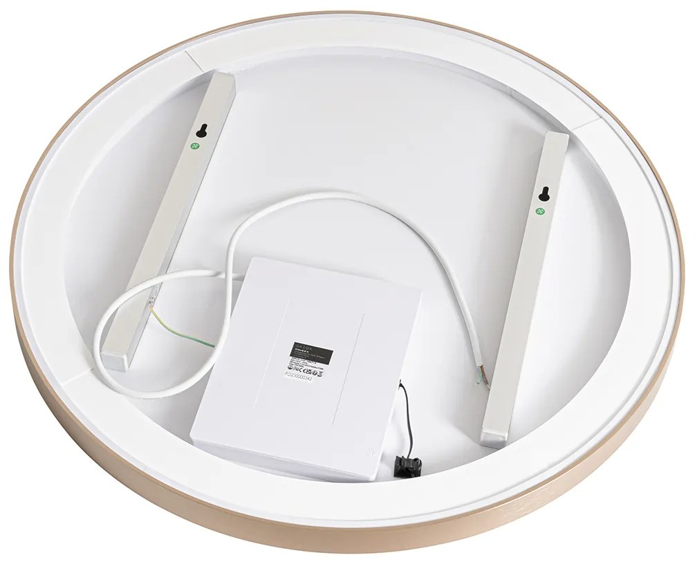 Огледало за баня розово злато 70 см с LED 3-степенно димиране с докосване кръгло - Miral