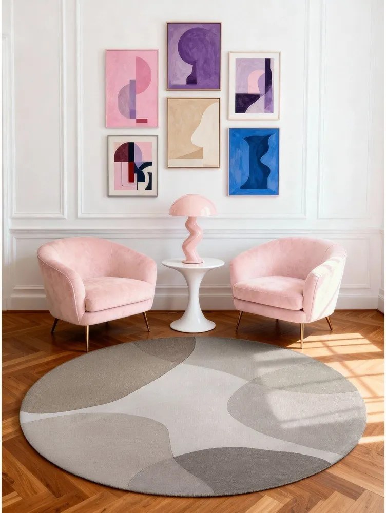 Бежов ръчно изработен вълнен кръгъл килим ø 160 cm Hackney Clarissa – Ted Baker