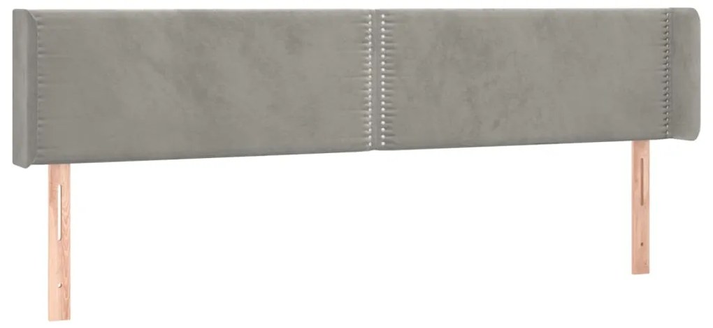 3118688 vidaXL Горна табла за легло с уши, светлосива, 183x16x78/88 см, кадифе