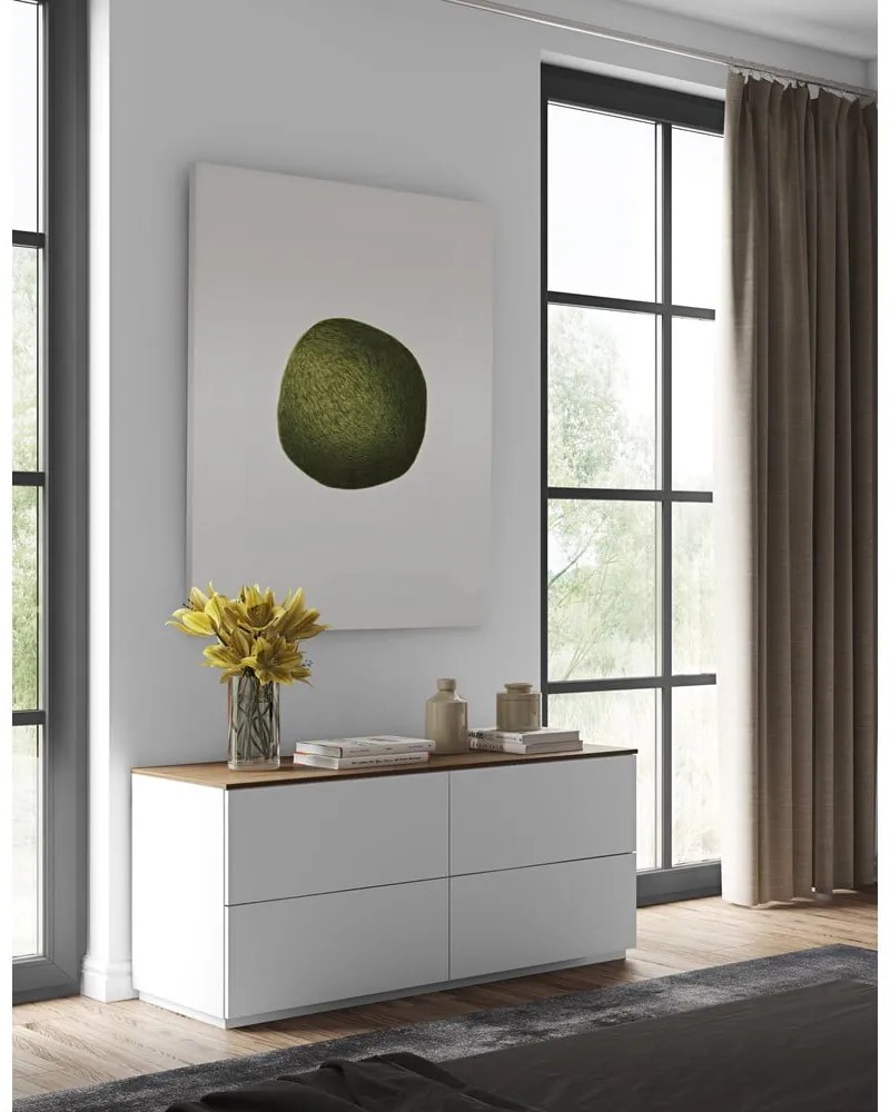 Нисък скрин в бяло/кафяво с размери 120x54 cm Join - TemaHome