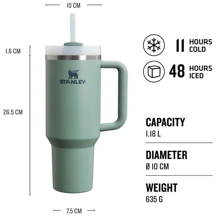 Зелен термос 1,18 l Quencher H2.O FlowState – Stanley