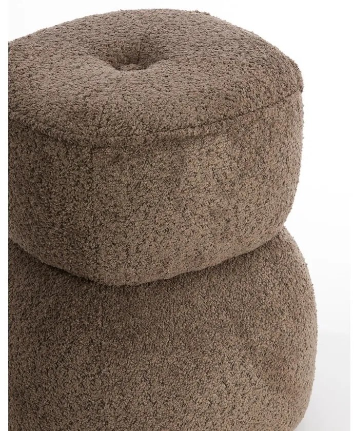 Кафява табуретка от плат букле Leyla – Light & Living