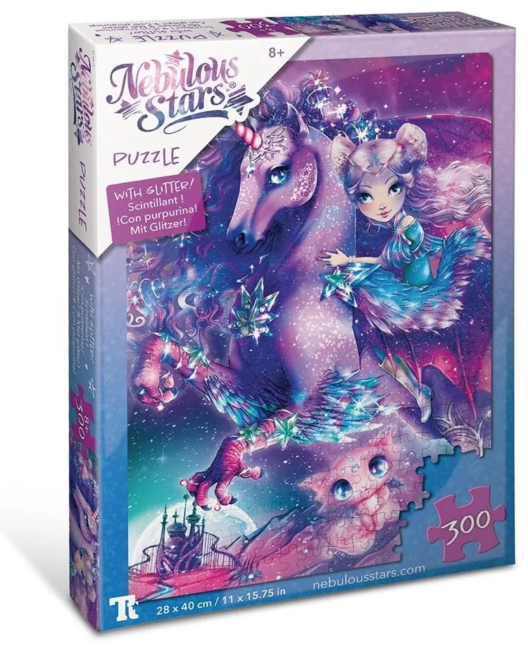 Nebulous Stars - Блестящ пъзел, 300 части, Небулия с еднорог N11671