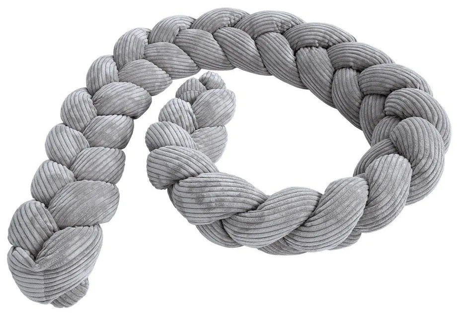 Сиво ограждение за детско легло от рипсено кадифе 300 cm – Meowbaby