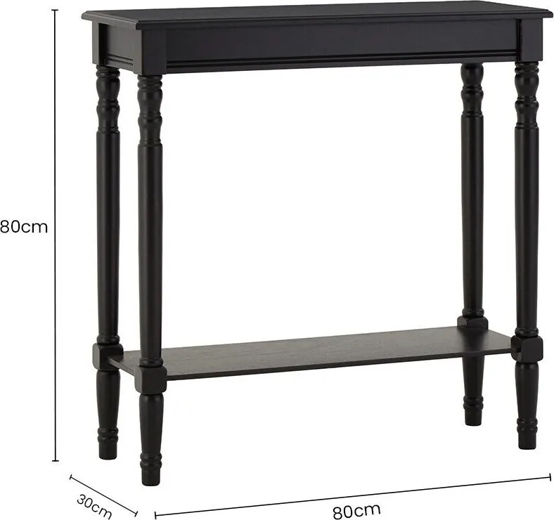 Черна конзолна маса от масивен бор 30x80 cm Heritage – Premier Housewares