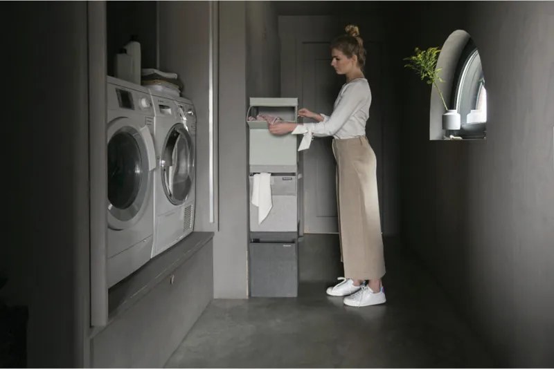 Кутия за пране Brabantia Stackable 1000828, 35 л, Преден отвор, Широк капак, Сгъваема, Черен