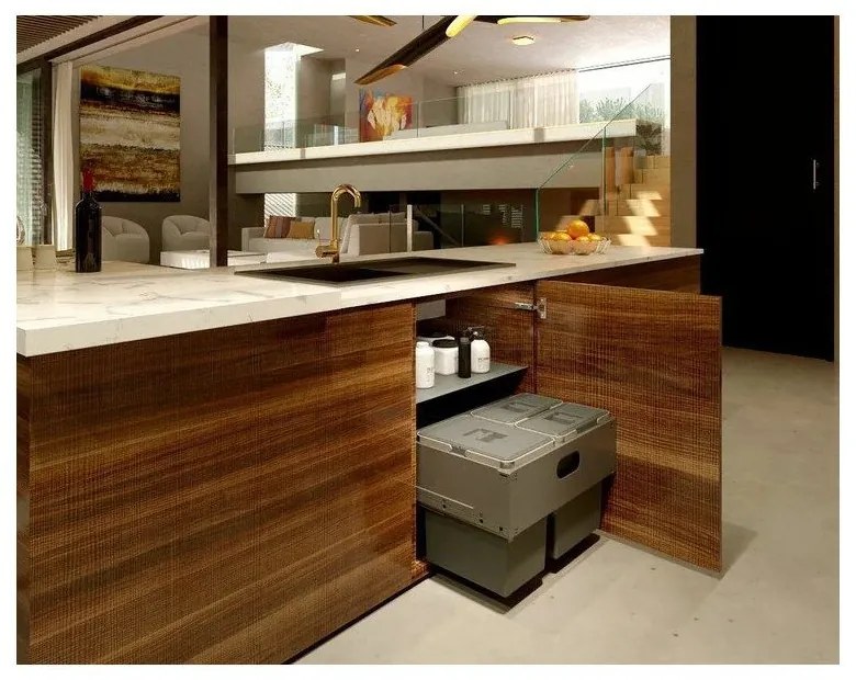 Сиво вградено пластмасово кошче за рециклиране на боклук 42 l Block U-Sink 2.0 – Elletipi