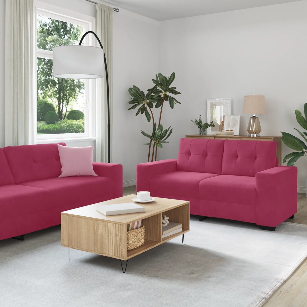 3324725 vidaXL Комплект от 2 дивана с възглавници в Wine Red Velvet