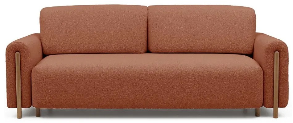 Теракотен разтегателен диван с място за съхранение от букле 244 cm Arcadova – ELTAP