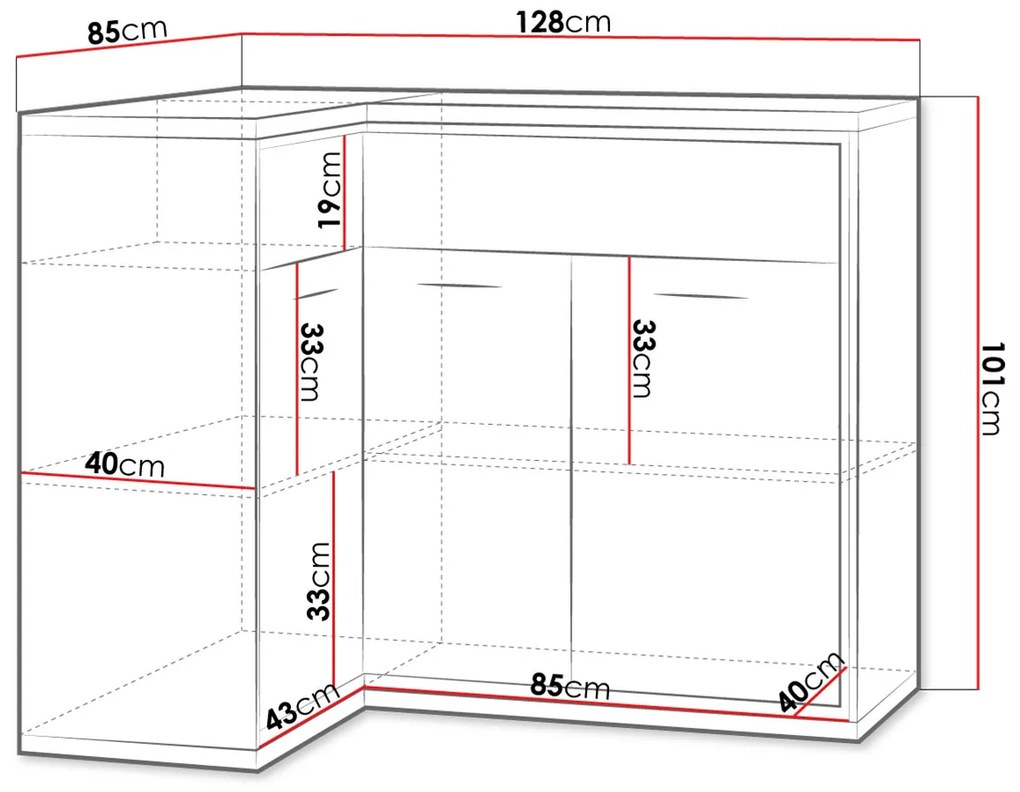 Ъглов Бюфет Mediolan 15K-Natural Special-Left-Without foot