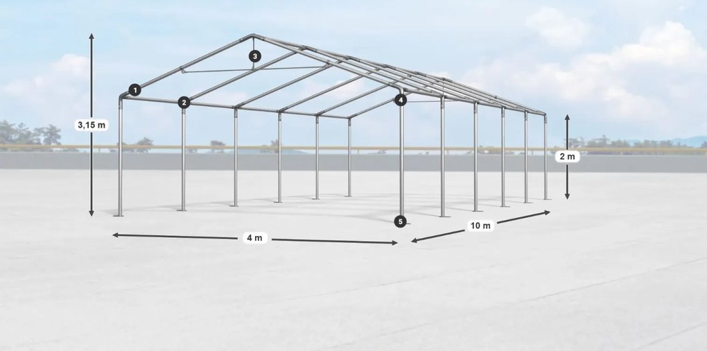 Складово хале/гараж 4x10x2m Comfort PE 240g