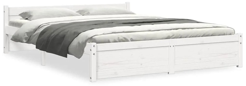 815045 vidaXL Рамка за легло, бяла, масивно дърво, 140х200 см
