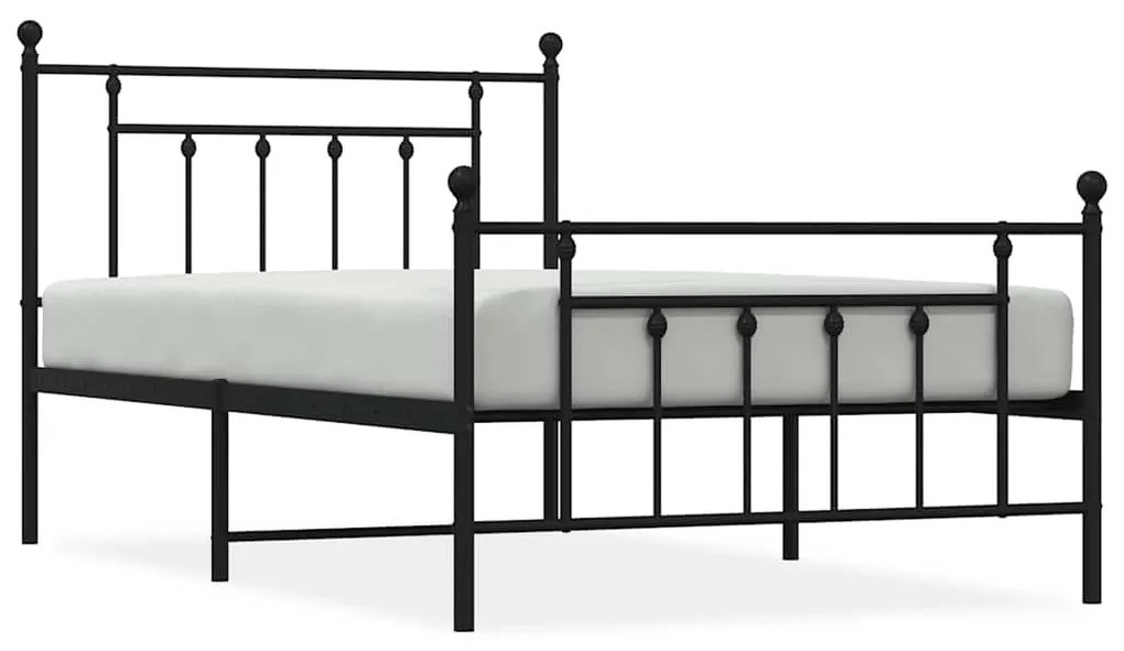 353550 vidaXL Метална рамка за легло с горна и долна табла, черна, 100x200 см
