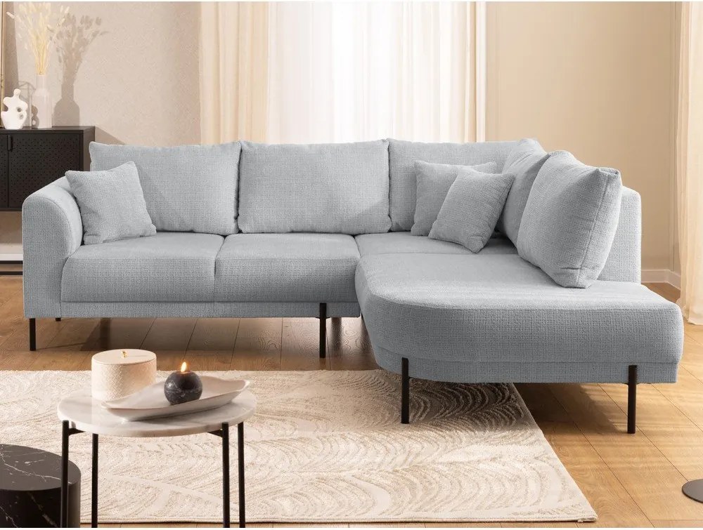 Светлосив шенилов ъглов диван (десен ъгъл/L форма) Mauris – Ropez