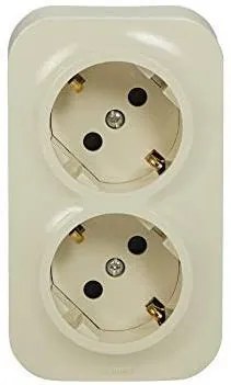 Legrand Контакт шуко ДВОЕН IP21 открит монтаж цвят Крем Forix  - 782453