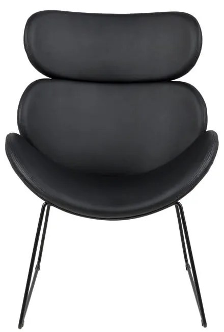 Черен фотьойл от изкуствена кожа с черни крака Cazar - Actona