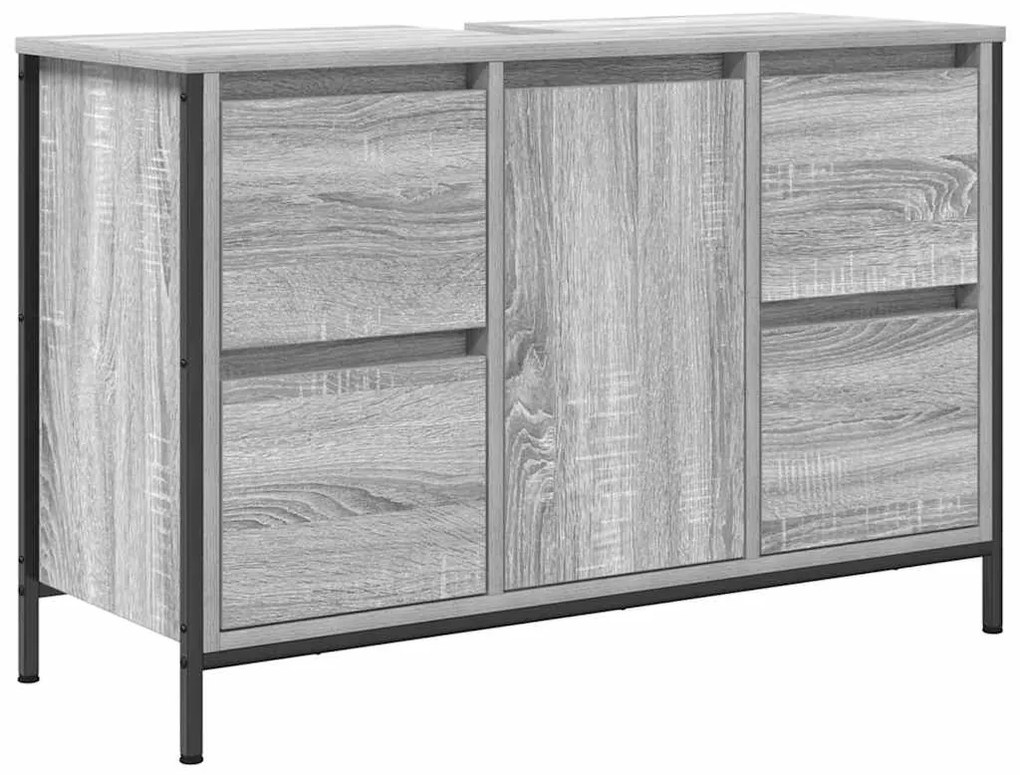 861890 vidaXL Шкаф за умивалник с чекмеджета сив сонома 90x34,5x60 cm