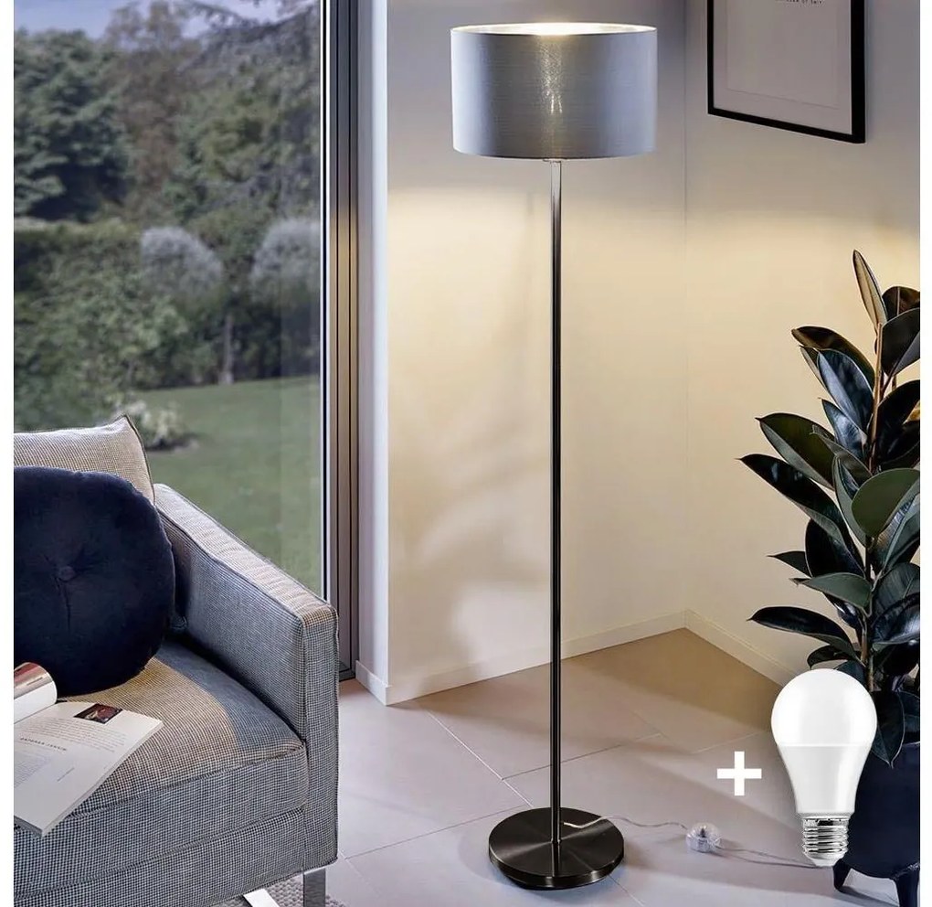 LED подова лампа TUNJA 1xE27/20W/230V диам. 38 см черна/сива