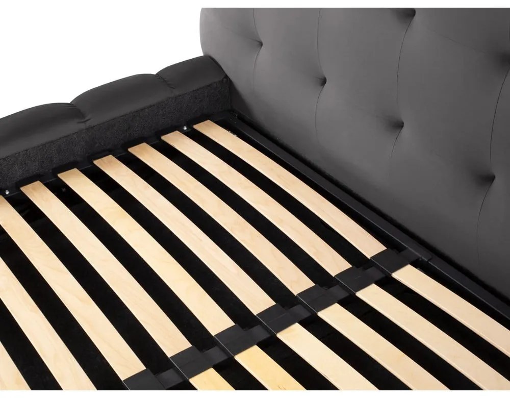 Сиво тапицирано двойно легло с място за съхранение и решетка 200x200 cm Bali - Cosmopolitan Design